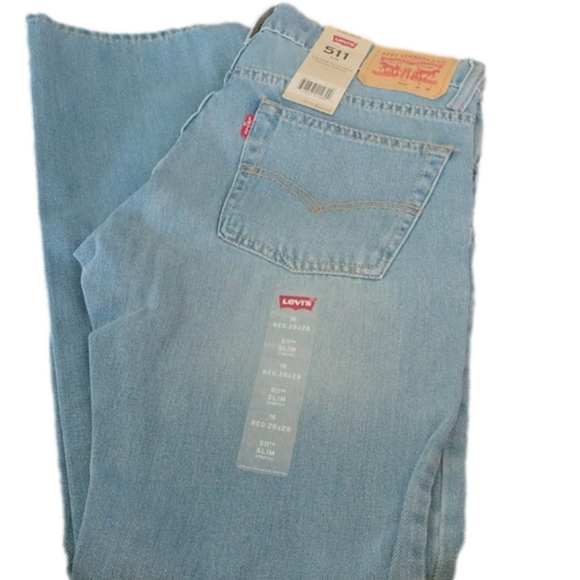 Levi's Big Boys 511 Slim Stretch Denim Blue Jeans, Dallas, 16 Regular 28x28 - Picture 1 of 8